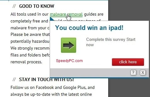 [Image: SpeedyPC.com pop-up virus]