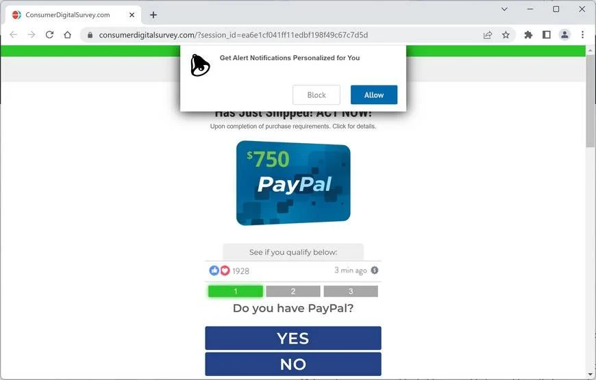 Remove Consumerdigitalsurvey.com Ads (Virus Removal Guide) 1 Image: Chrome browser is redirected to Consumerdigitalsurvey.com