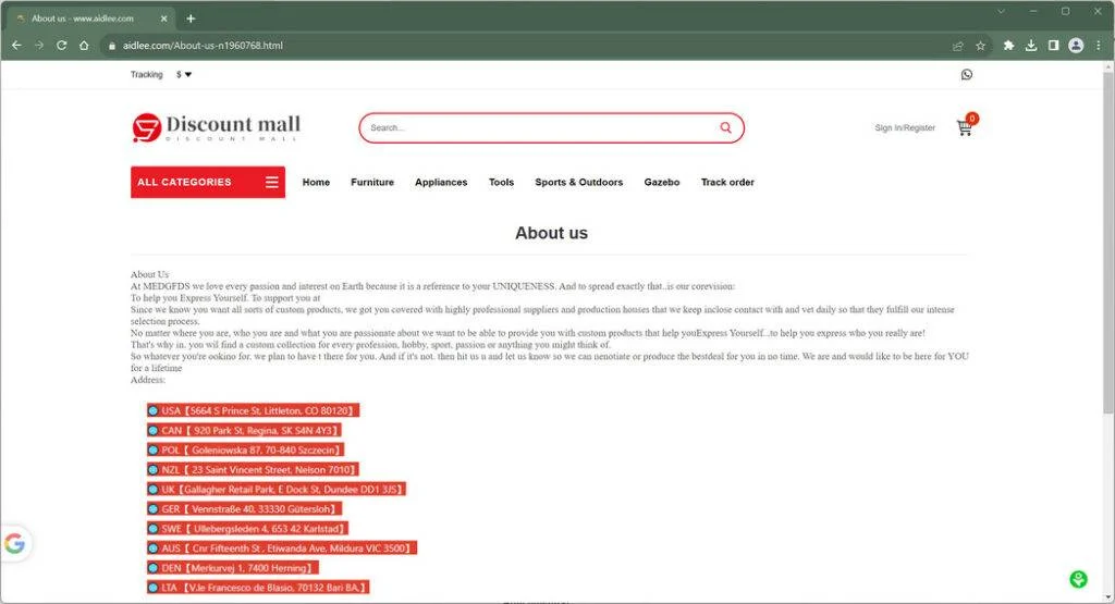 Aidlee.com Scam Store - Read This Before Shopping 1 aidlee.com fake details