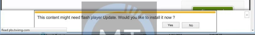 This content might need flash player update pop-up virus