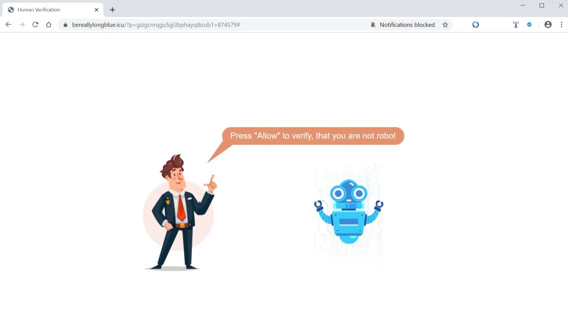 How to remove Bereallylongblue.icu pop-up ads (Virus Removal Guide) 1 Image: Chrome browser is redirected to Bereallylongblue.icu