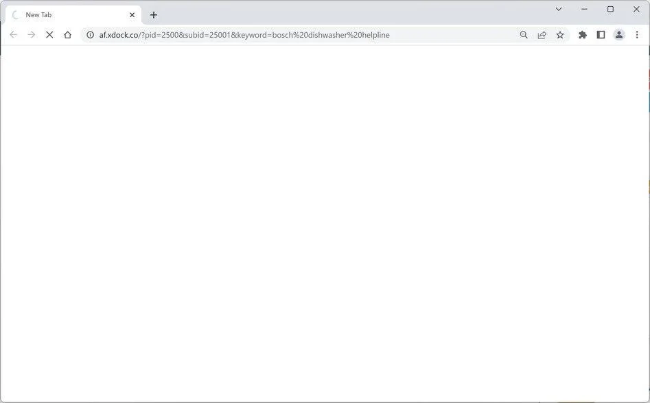Image: Chrome browser is redirected to Af.xdock.co