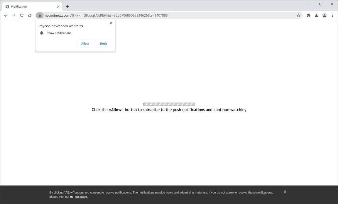 Remove Mycoolnewz.com pop-up ads (Virus Removal Guide) 1 Image: Chrome browser is redirected to Mycoolnewz.com