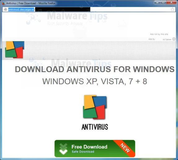 Antivirus1.descargar.es pop-up virus Picture of Antivirus1.descargar.es pop-up virus