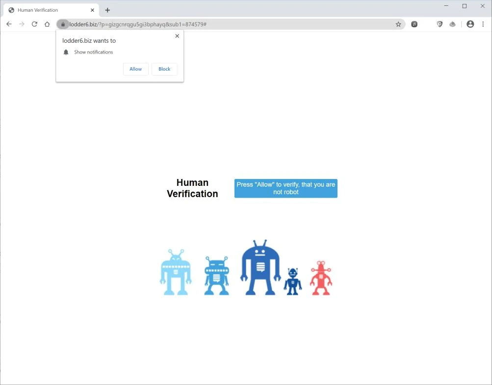 Image: Chrome browser is redirected to Lodder6.biz