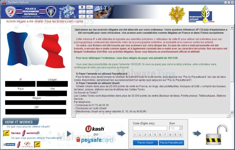 [Image: of Police & Gendarmerie Nationale lock screen virus]