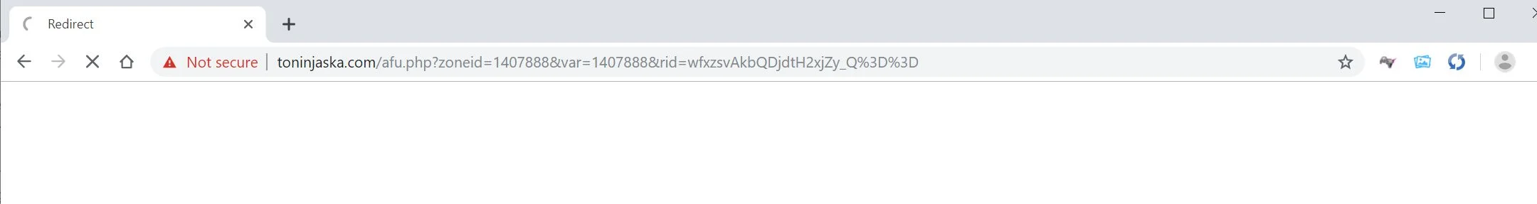 Image: Chrome browser is redirected to Toninjaska.com