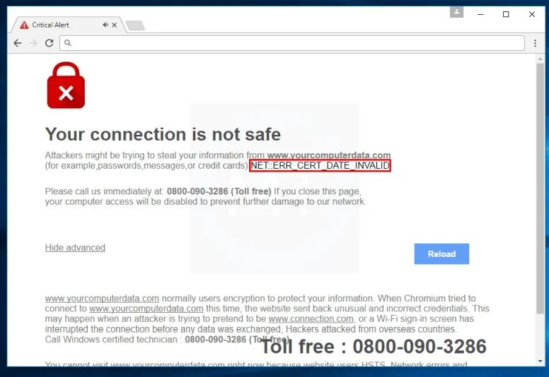 Your connection is not safe Virus