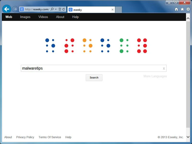 [Image: Eseeky.com homepage virus]