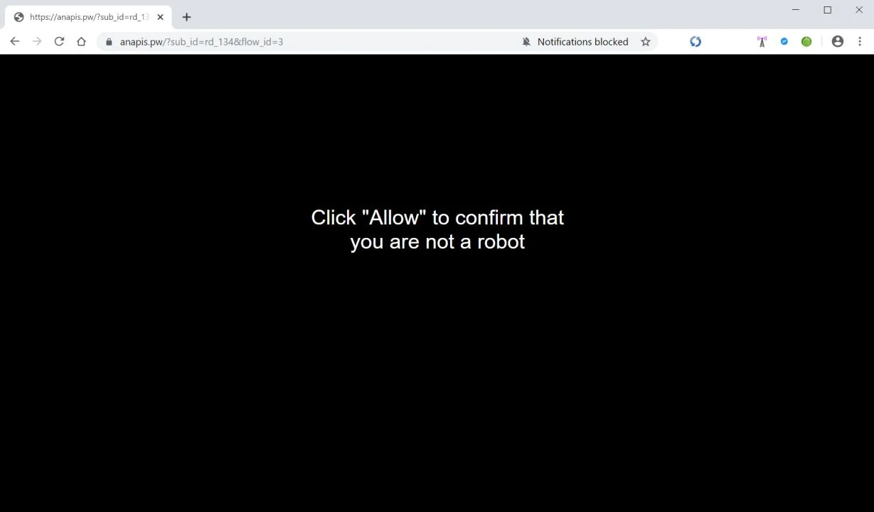 How to remove Anapis.pw pop-up ads (Virus Removal Guide) 1 Image: Chrome browser is redirected to Anapis.pw