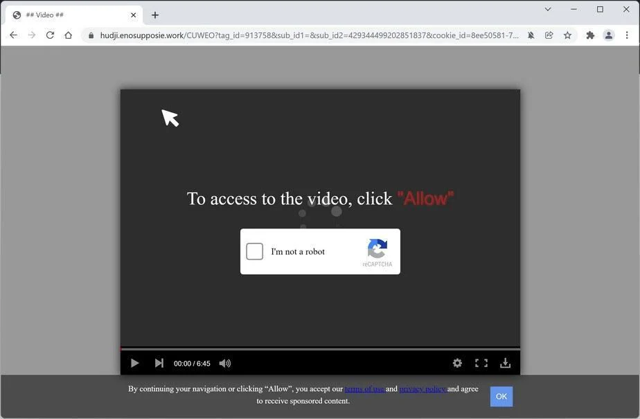 How to Remove Enosupposie.work Pop-up Ads (Virus Removal Guide) 1 Image: Chrome browser is redirected to Enosupposie.work