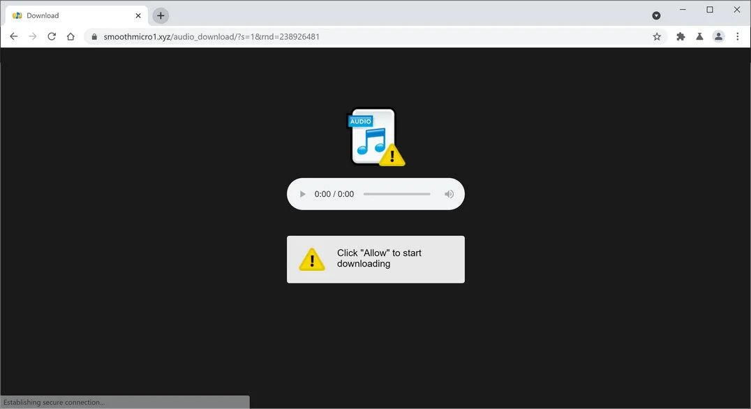 Image: Chrome browser is redirected to Smoothmicro1.xyz