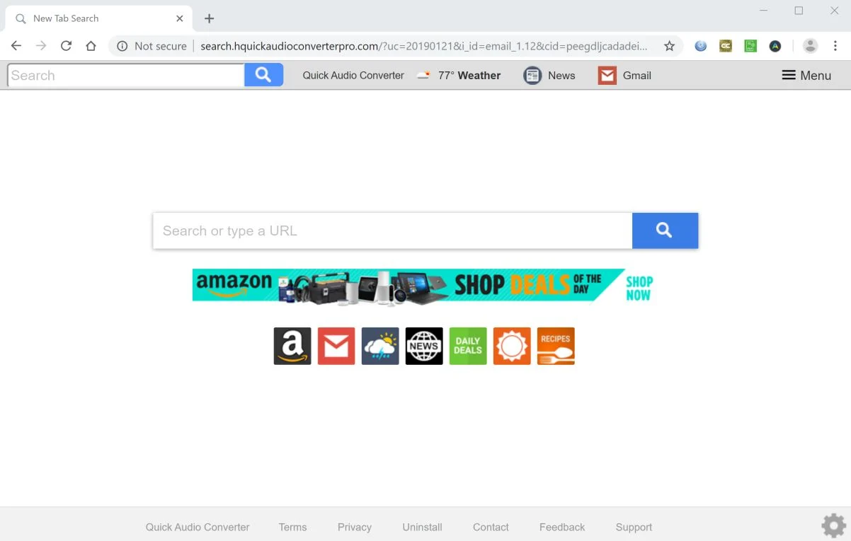 Remove Search.hquickaudioconverterpro.com redirect (Virus Removal Guide) 1 Image: Chrome browser is redirected to search.hquickaudioconverterpro.com