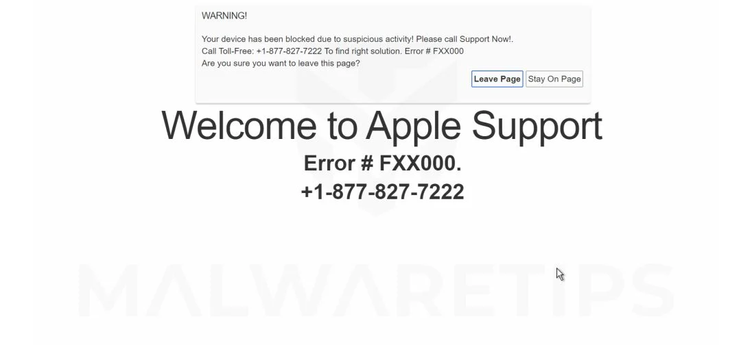 Error # FXX000 pop-ups - Mac Scam Virus