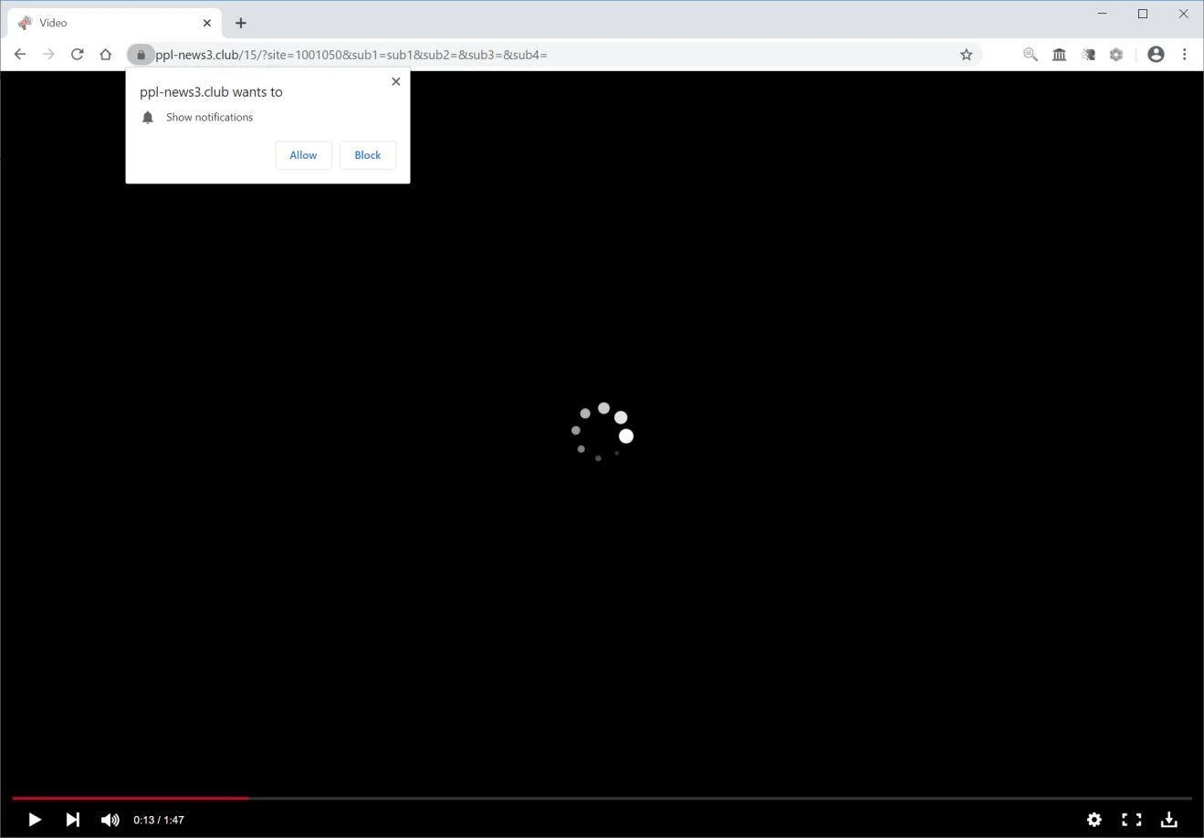 Image: Chrome browser is redirected to Ppl-news3.club