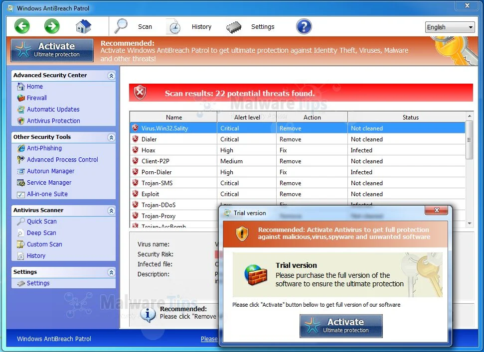 Picture of Windows AntiBreach Patrol virus