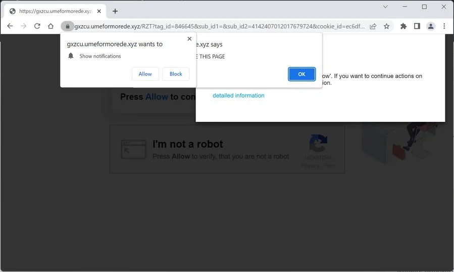 How to Remove Umeformorede.xyz Pop-up Ads (Virus Removal Guide) 1 Image: Chrome browser is redirected to Umeformorede.xyz