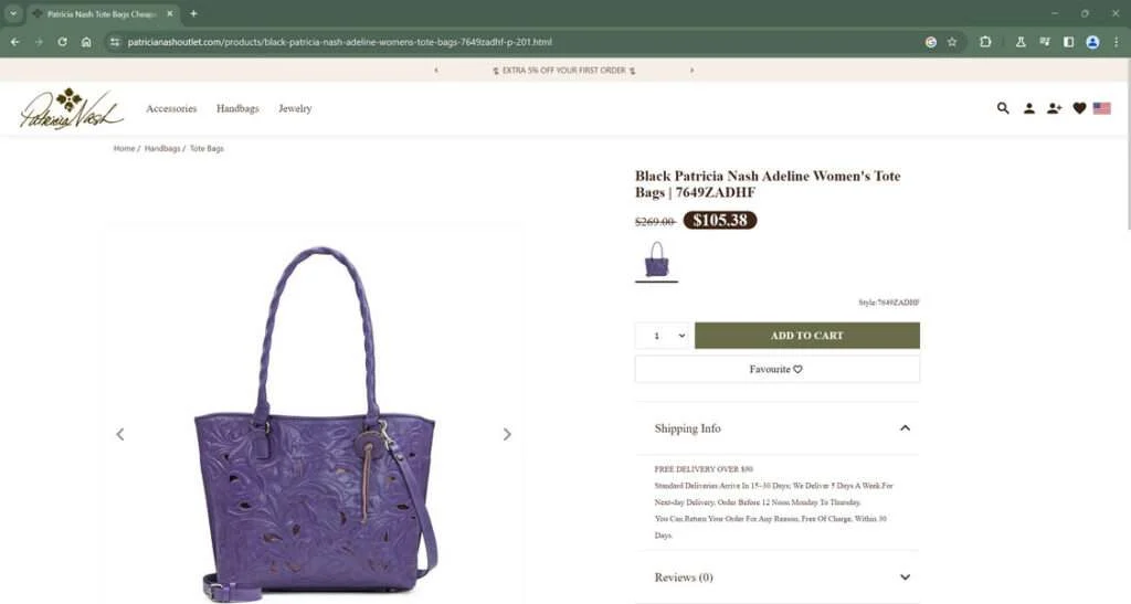 PatriciaNashOutlet.com Scam: A Fake Patricia Nash Site 1 Patricianashoutlet.com scam