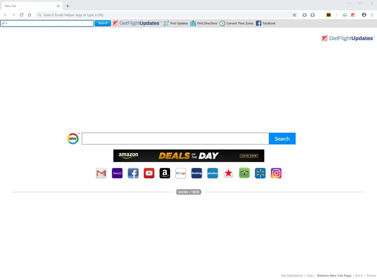 How to remove GetFlightUpdates redirect (Uninstall Guide) 1 Image: Chrome browser is redirected to GetFlightUpdates