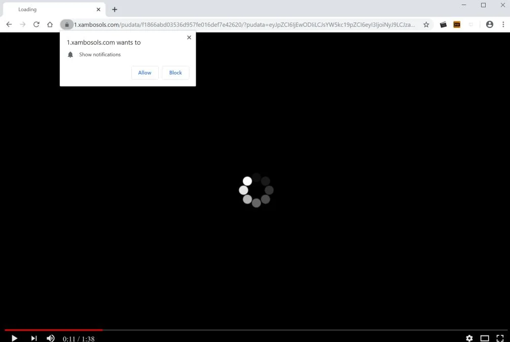 Image: Chrome browser is redirected to Xambosols.com