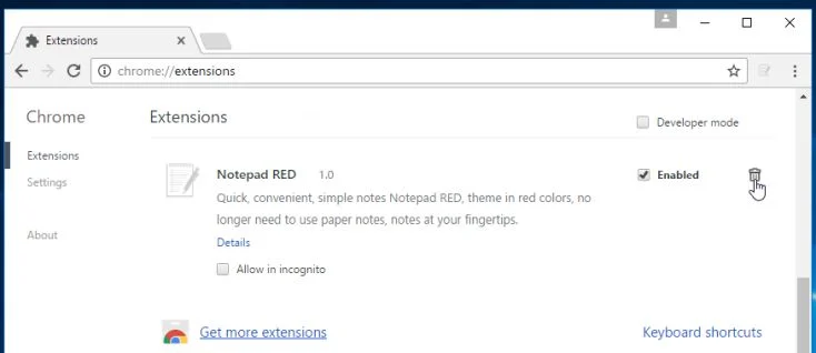 Notepad RED extension virus