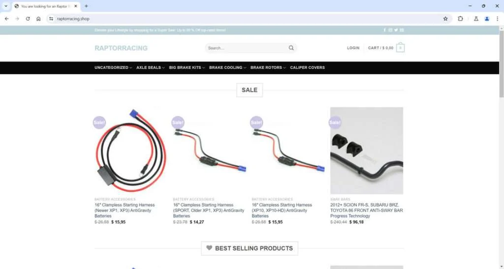 Raptorracing.shop Shop Scam - Fraudulent Store Warning 1 Raptorracing.shop scam