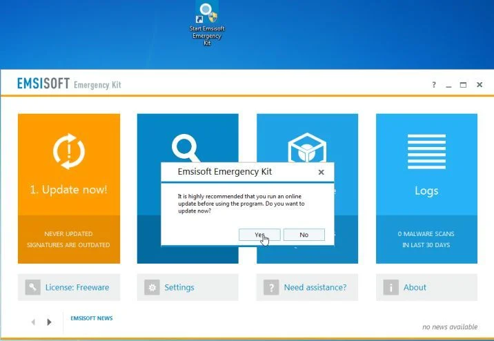 Update Emsisoft Emergency Kit Update Emsisoft Emergency Kit program