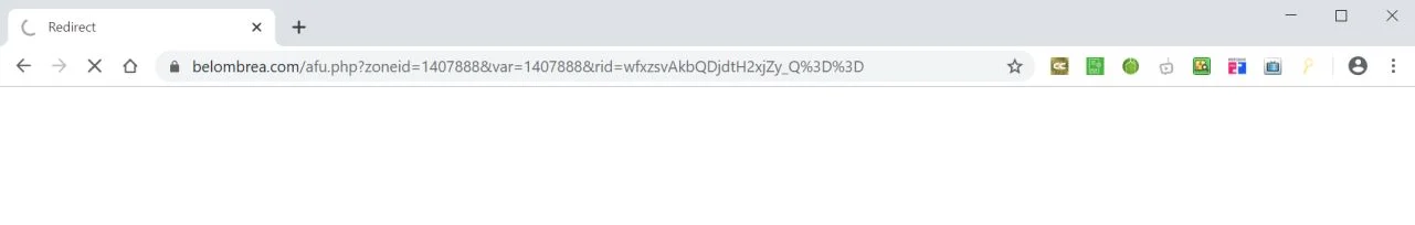 Image: Chrome browser is redirected to Belombrea.com