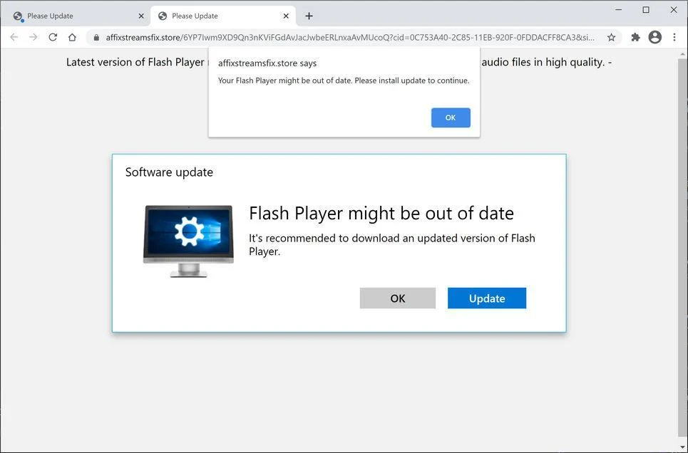 Remove Affixstreamsfix.store scam (Virus Removal Guide) 1 Image: Chrome browser is redirected to Affixstreamsfix.store