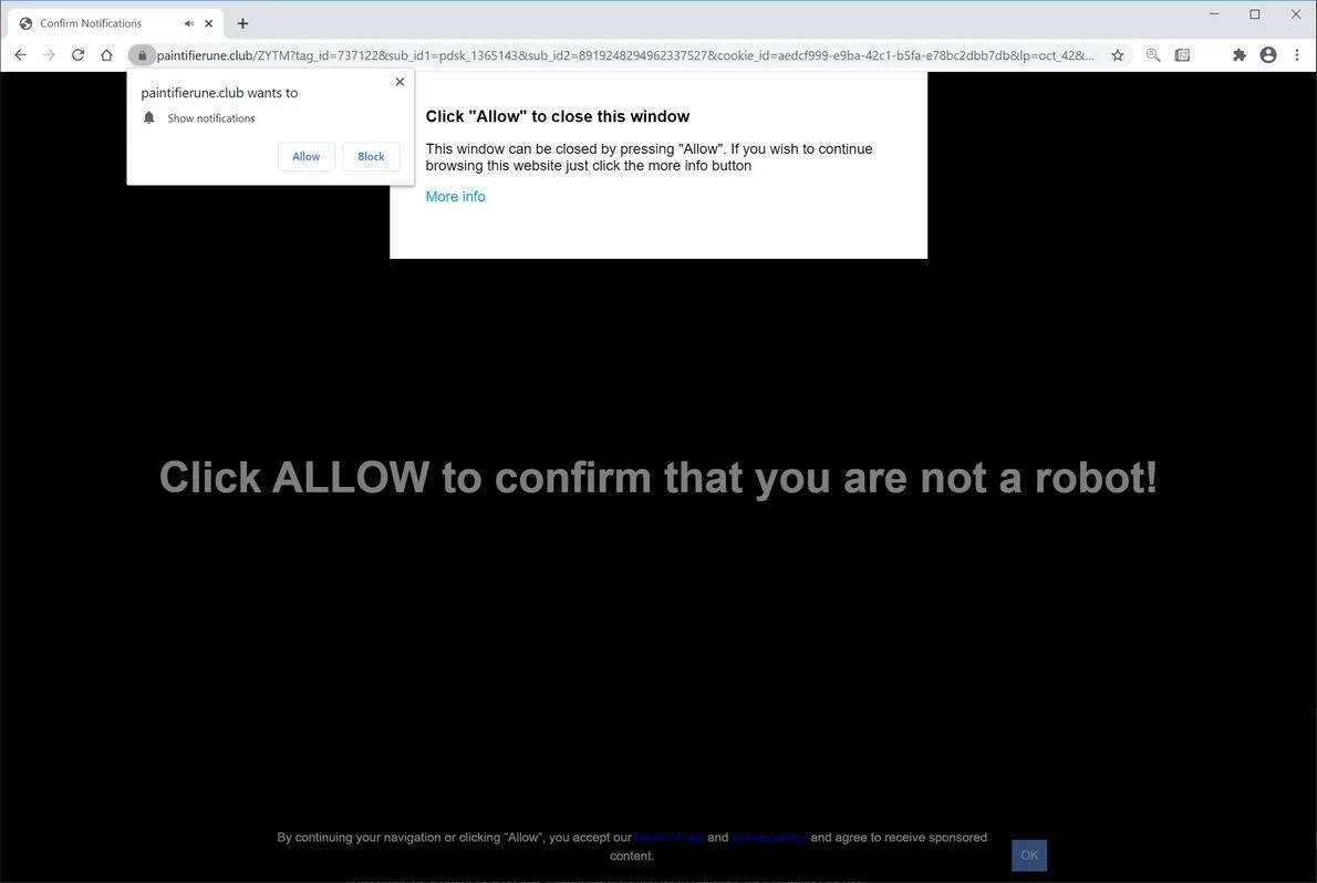 Remove Paintifierune.club pop-up ads (Virus Removal Guide) 1 Image: Chrome browser is redirected to Paintifierune.club