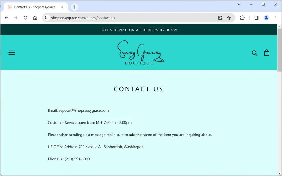 Shopsassygrace.com ad