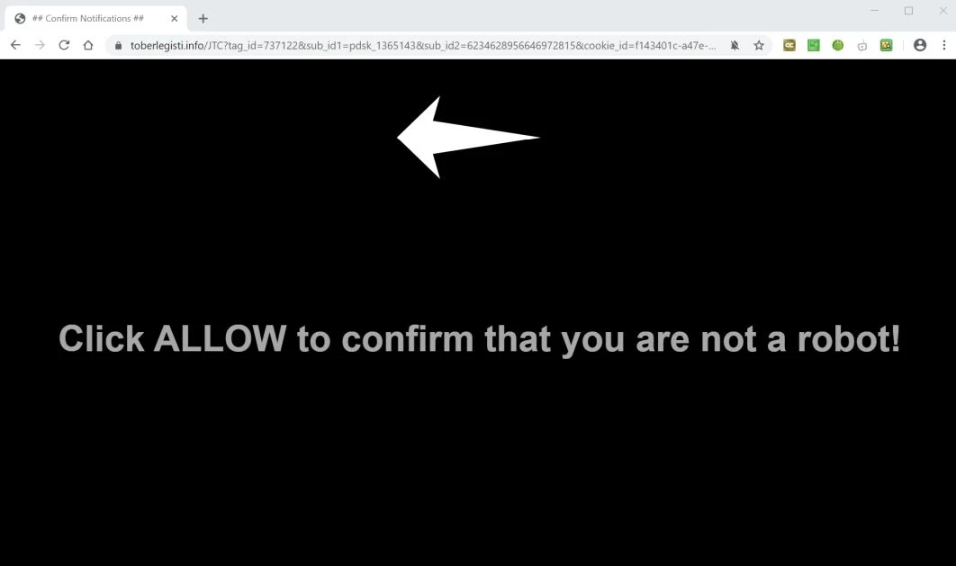 How to remove Toberlegisti.info pop-up ads (Virus Removal Guide) 1 Image: Chrome browser is redirected to Toberlegisti.info
