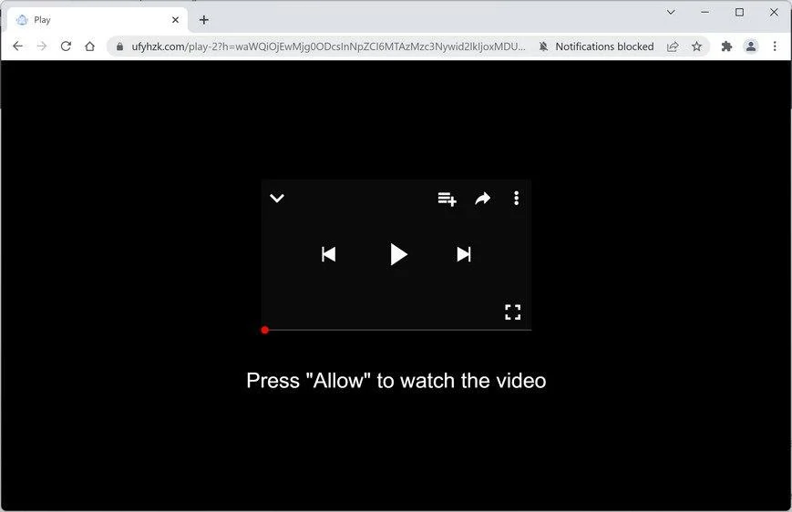 Image: Chrome browser is redirected to Ufyhzk.com