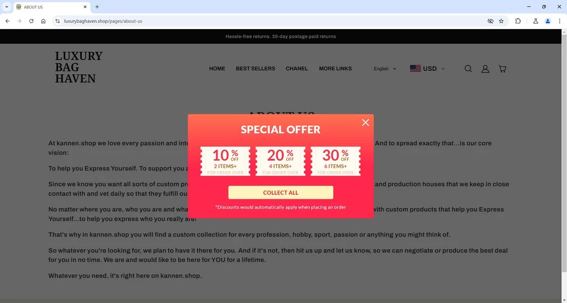 Luxurybaghaven.shop Scam Store - Total Ripoff, Stay Away 1 Luxurybaghaven.shop scam