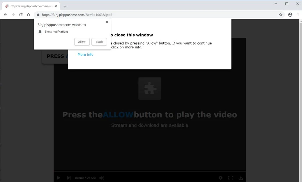 Plsppushme.com pop-up scam virus