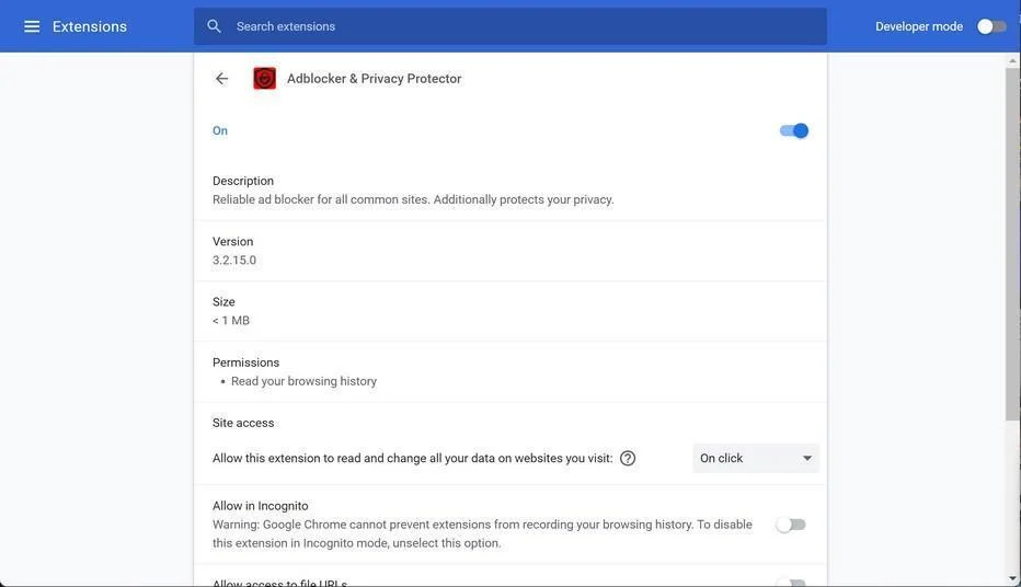 Remove Adblocker & Privacy Protector extension (Virus Removal Guide) 1 Image: Adblocker & Privacy Protector Chrome extension