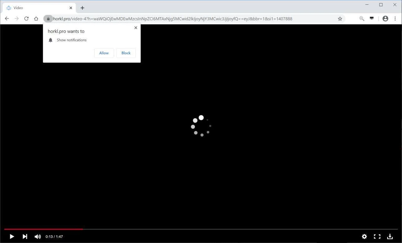 How to remove Horkl.pro pop-up ads (Virus Removal Guide) 1 Image: Chrome browser is redirected to Horkl.pro