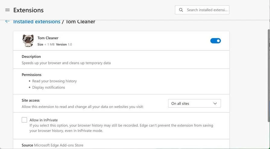 Image: Tom Cleaner Microsoft Edge Extension