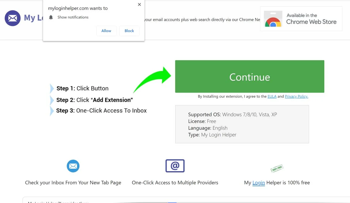How to remove MyLoginHelper.com redirect (Virus Removal Guide) 1 Image: Chrome browser is redirected to Myloginhelper.com