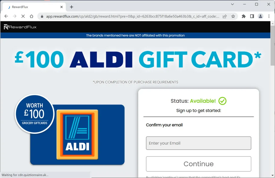 Image: ALDI Gift Card scam ads