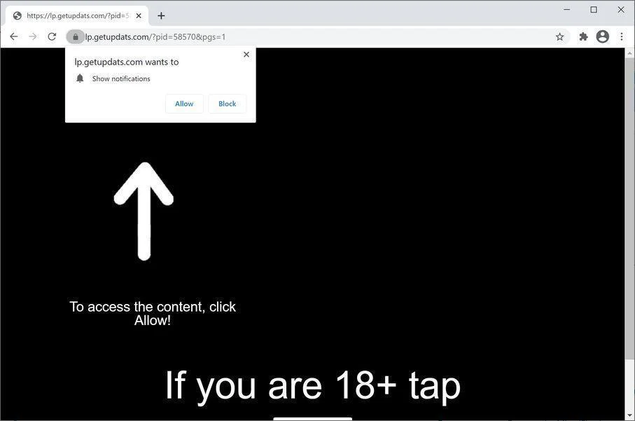 Remove Getupdats.com pop-up ads (Virus Removal Guide) 1 Image: Chrome browser is redirected to Getupdats.com