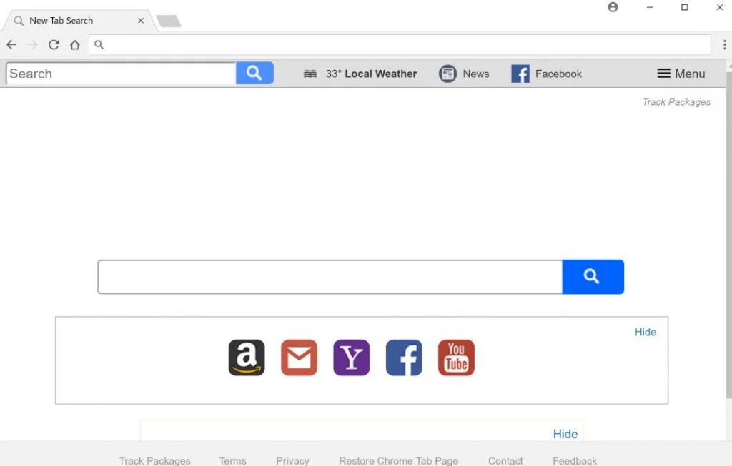 Track Packages New Tab redirect