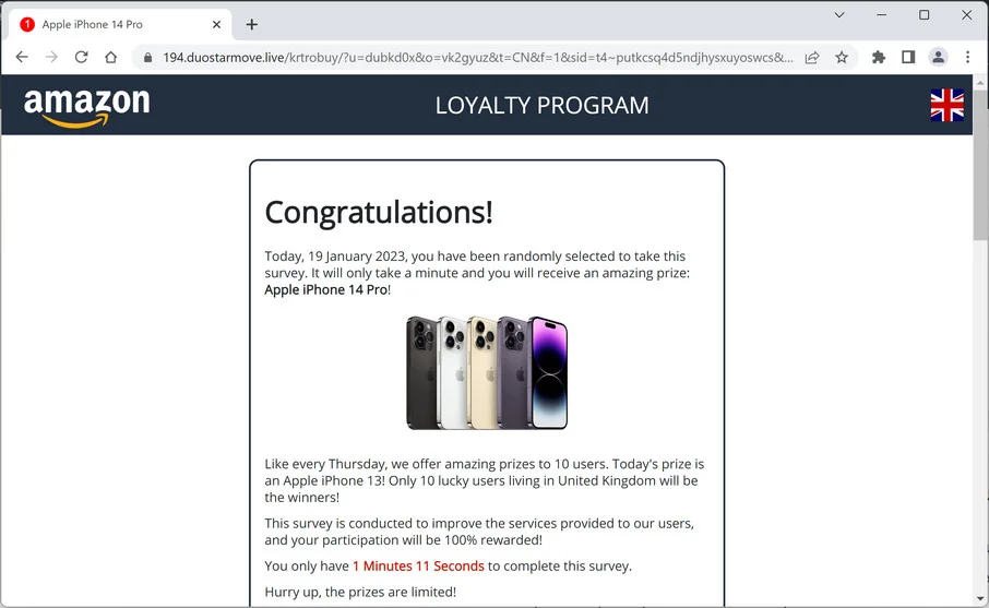 Image: Duostarmove.live Survey Scam