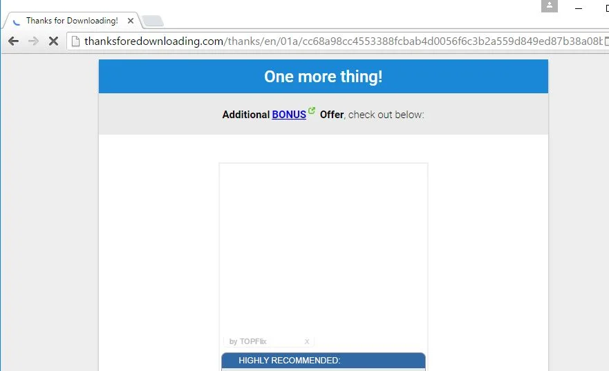 thanksforedownloading.com adware