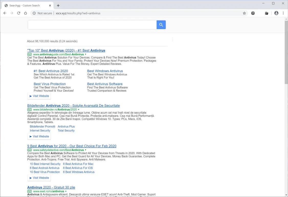 How to remove Xscx.xyz redirect (Virus Removal Guide) 1 Image: Chrome browser is redirected to Xscx.xyz
