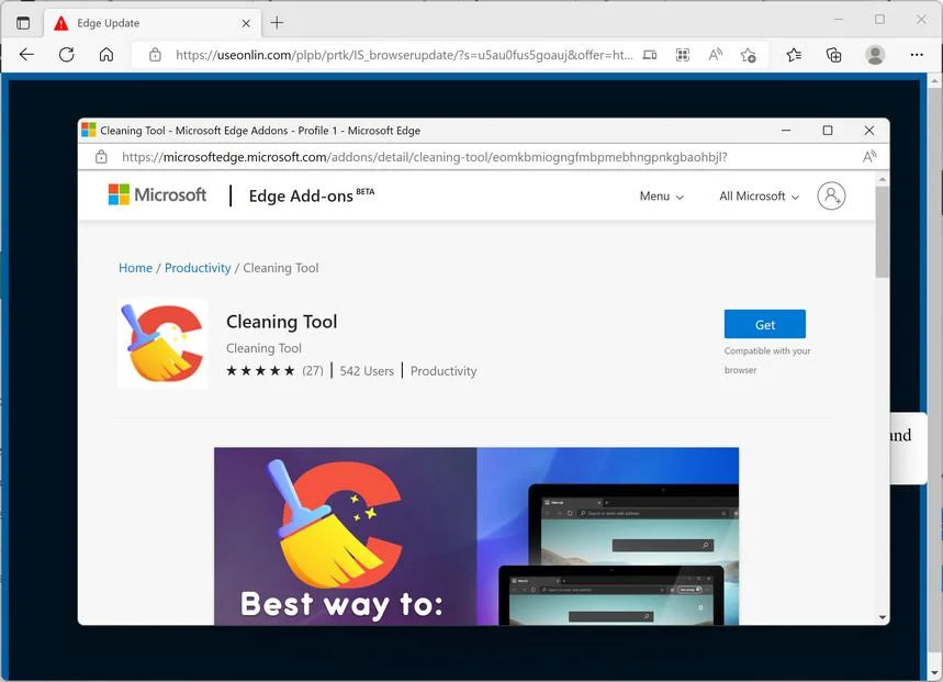 How To Remove "Cleaning Tool" Browser Extension Virus 1 Image: Cleaning Tool Microsoft Edge extension