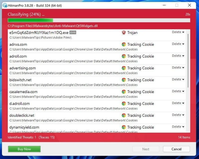 HitmanPro scans your computer for any infections, adware, or potentially unwanted programs that may be present