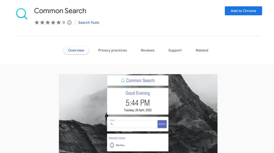  Image: Common Search new tab page
