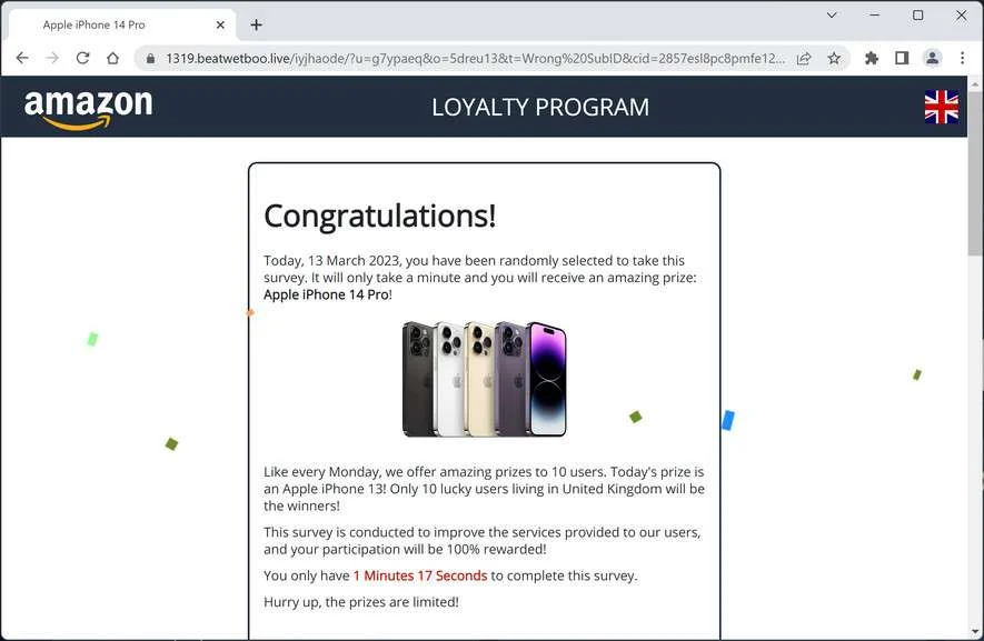 Image: Beatwetboo.live Survey Scam