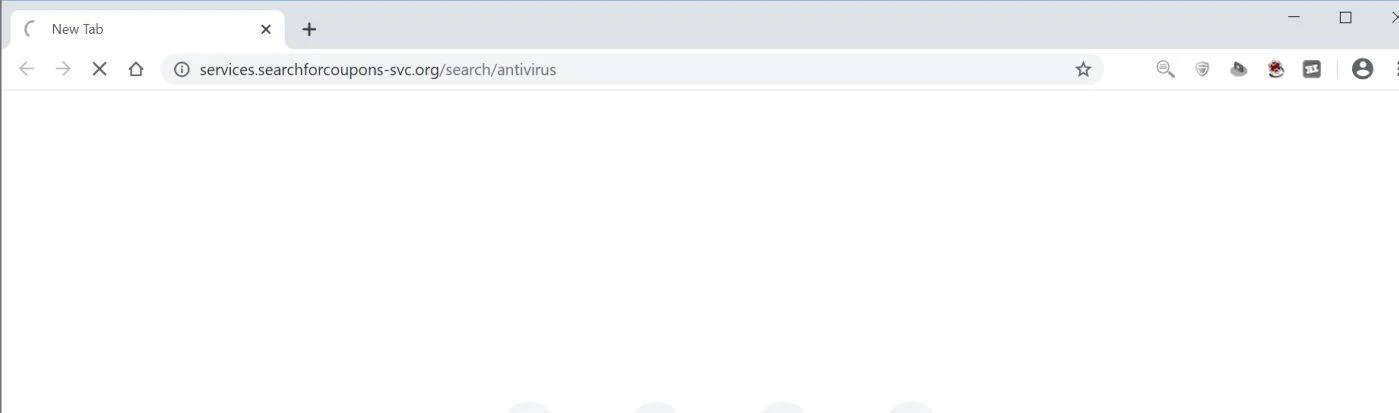 Image: Chrome browser is redirected to Services.searchforcoupons-svc.org